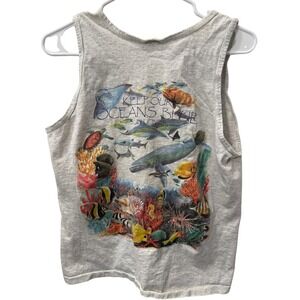 Vintage Sun Lover Florida Ocean Graphic Tank Top Fish Sea Life Made USA Medium